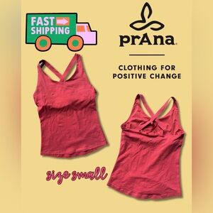 ❤️ Prana Women's Vibrant Coral Cross-Back Tank Top
